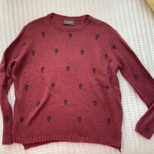 Wooden Ships Burgundy Skull Sweater